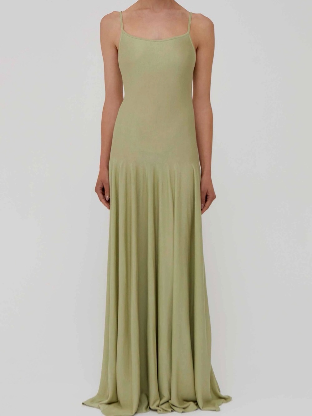 NWT Amiya Eden Silk Pleated Maxi Dress Sage Green Formal Wedding Guest Size S